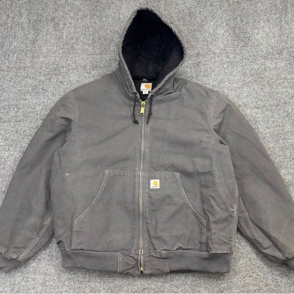 Carhartt J140 GVL Jacket Adult Large Gray Duck Quilted Hooded USA Y2K